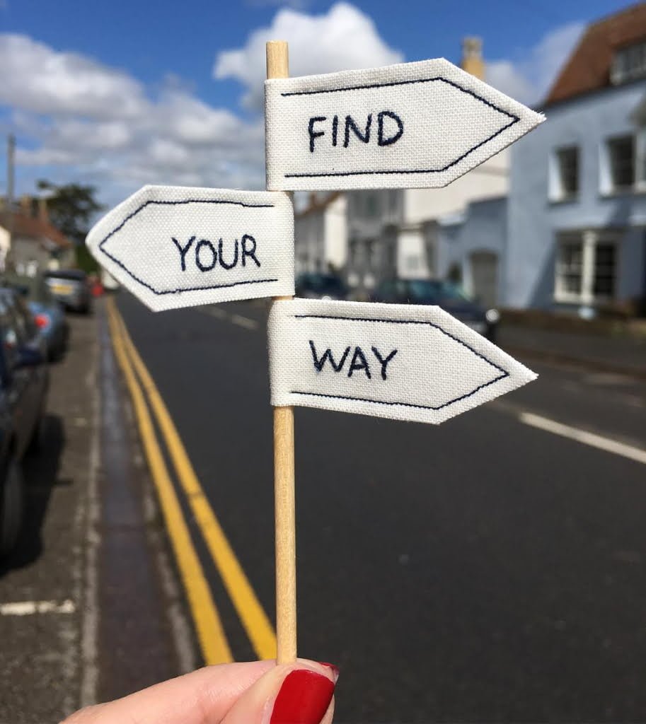 Find your way miniature signpost - Emma Giacalone Textiles