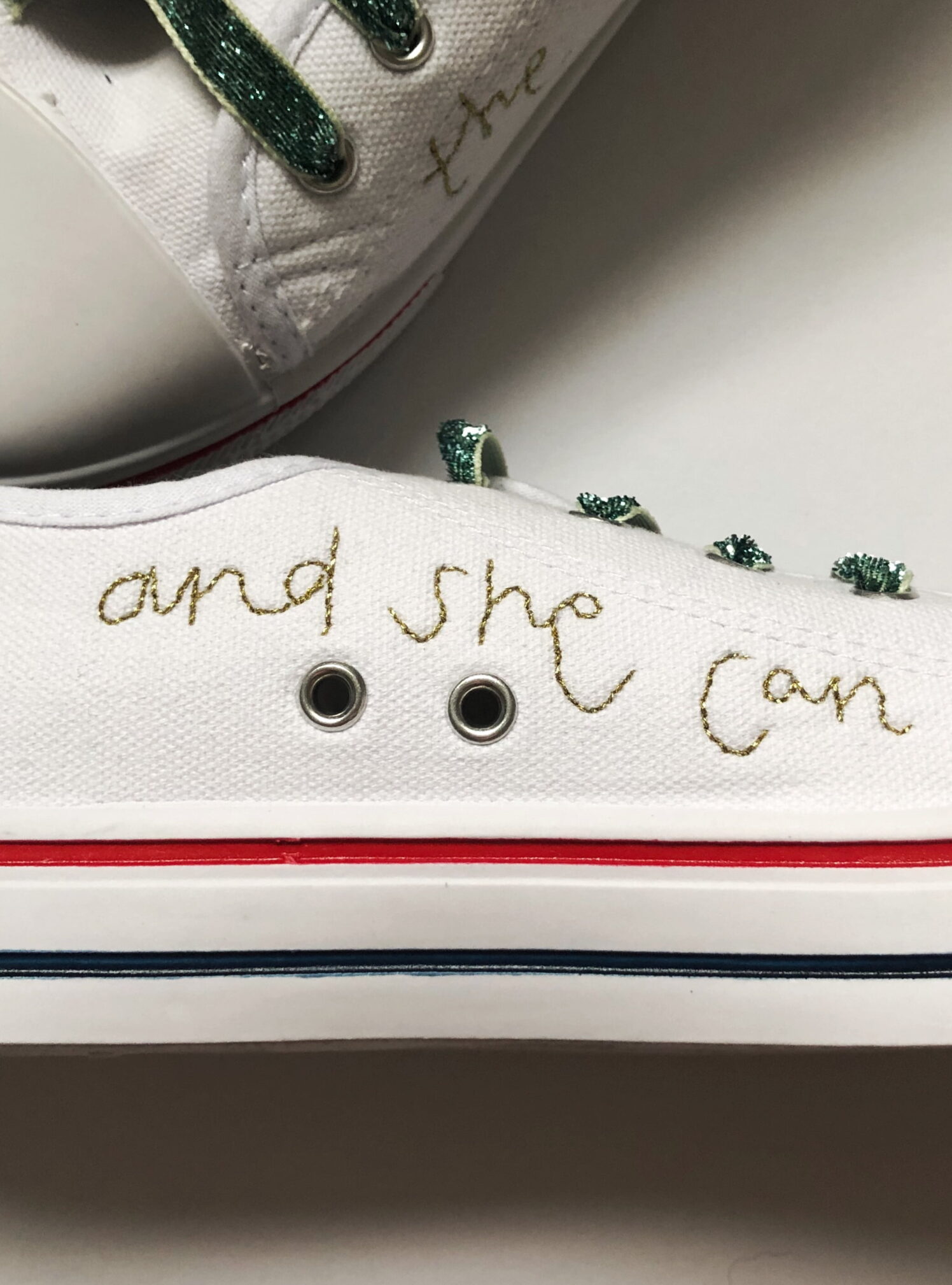 Give a girl the right shoes hand embroidered canvas pumps Emma