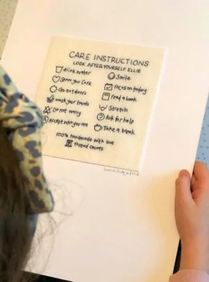 Personalised care instructions artwork