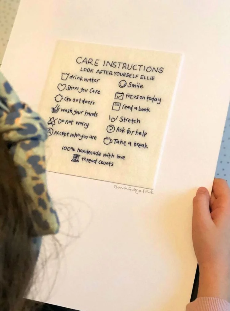 Personalised care instructions artwork