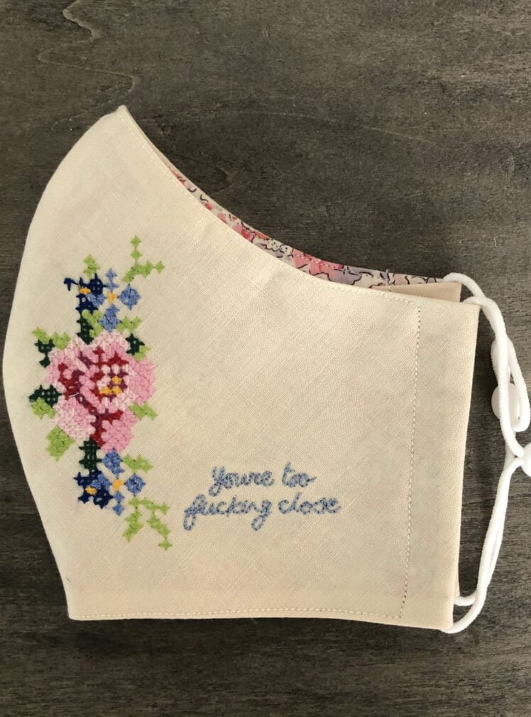 Hand embroidered face mask May 1