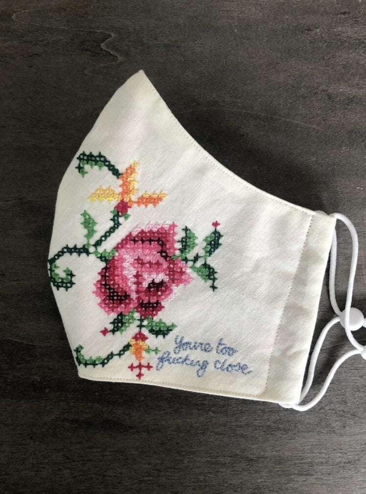 Hand embroidered face mask May 2