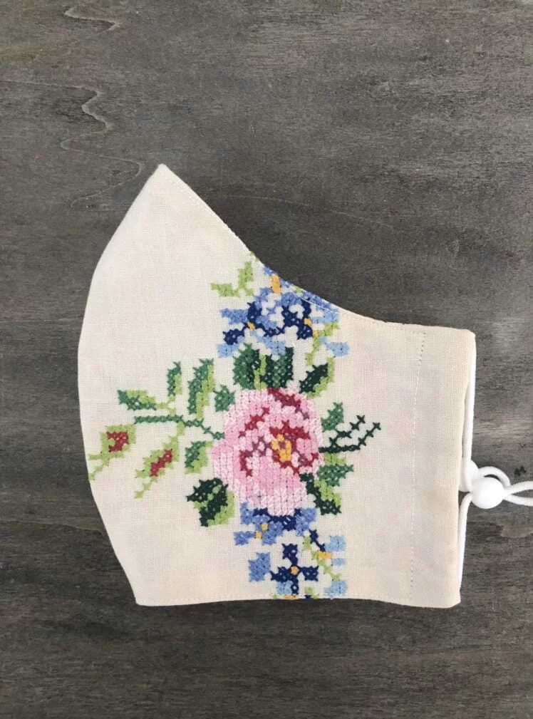 Hand embroidered face mask May 9