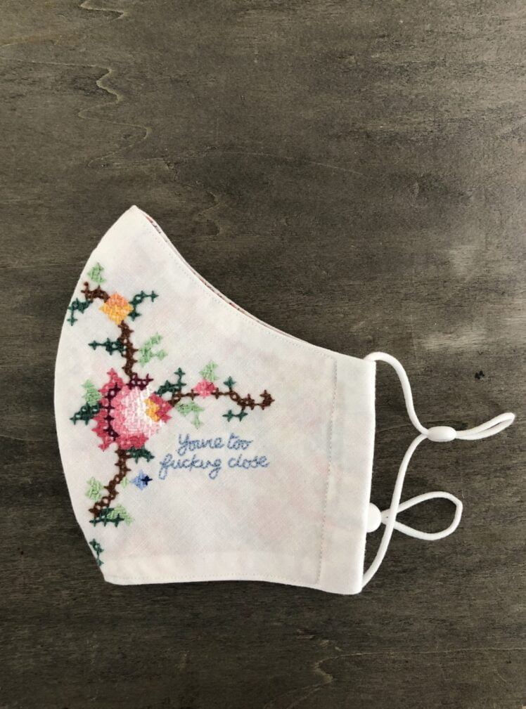 Hand embroidered face mask May 12