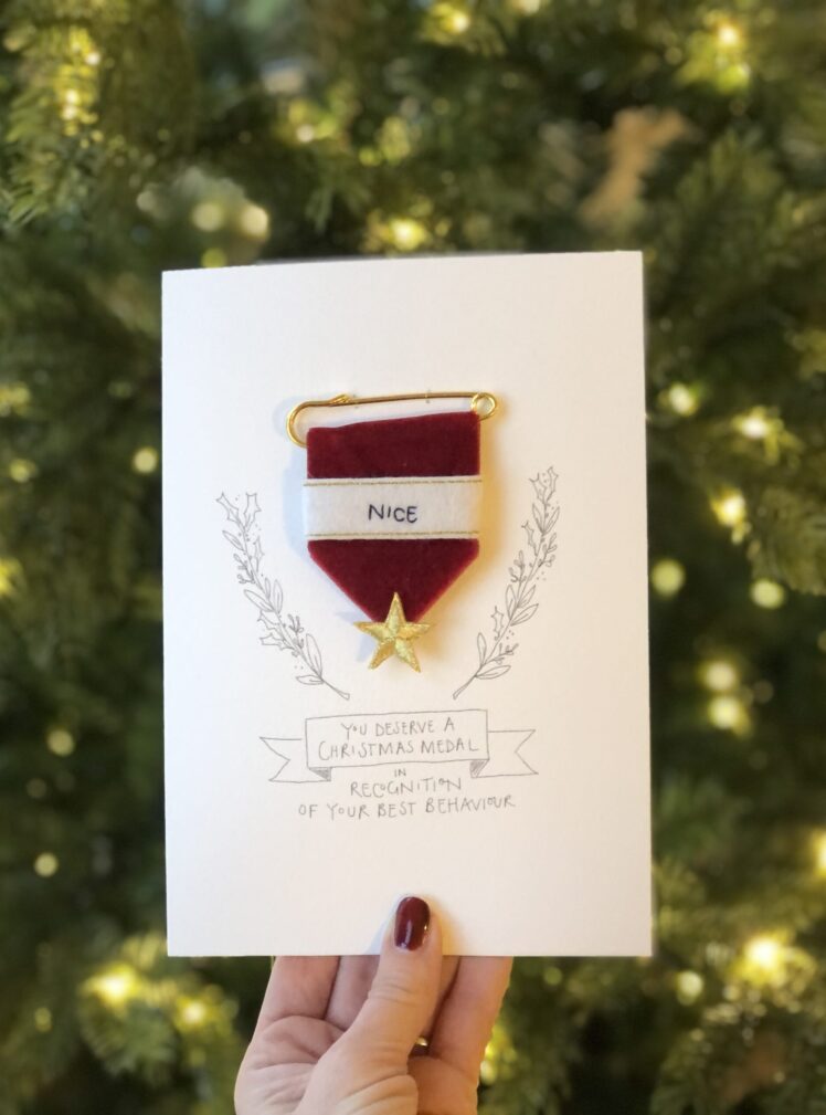 Nice Christmas list embroidered medal