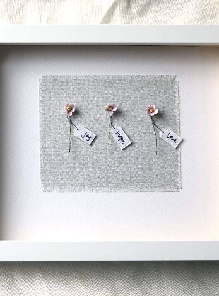 Framed triple stem flowers with tags