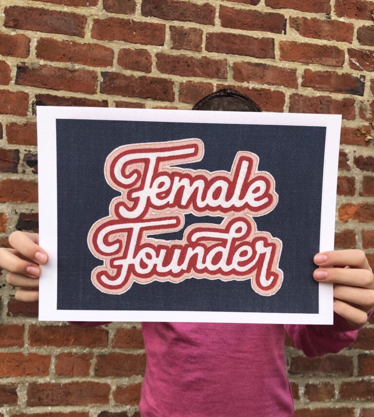 Female founder denim print