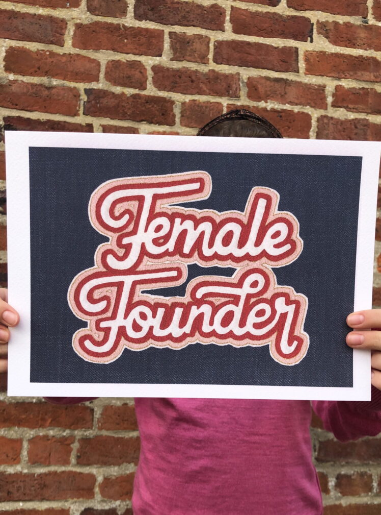 Female founder denim print