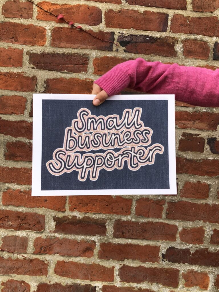 Small business supporter denim print