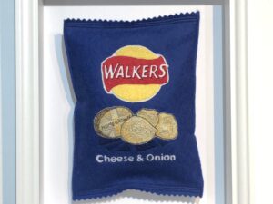 Walkers cheese and onion original artwork by Emma Giacalone framed
