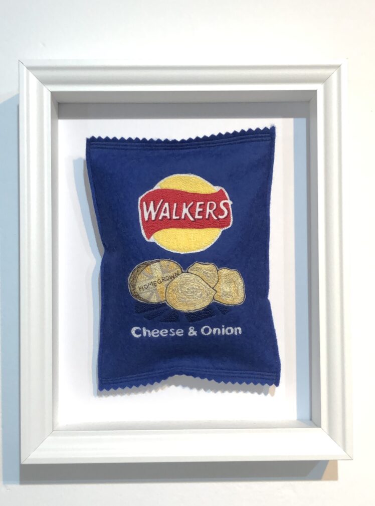 Walkers cheese and onion original artwork by Emma Giacalone framed