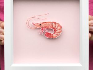 You’re shrimply the best original embroidered prawn artwork