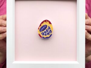 Good Egg original embroidered crème egg artwork