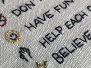 Classroom  Care Instructions Original Embroidered Artwork