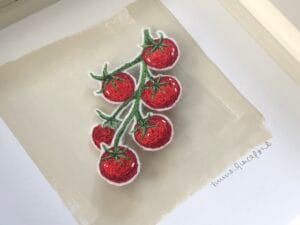 Tomato vine 1 - original embroidered artwork