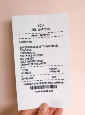 You Are Amazing – receipt embroidered artwork