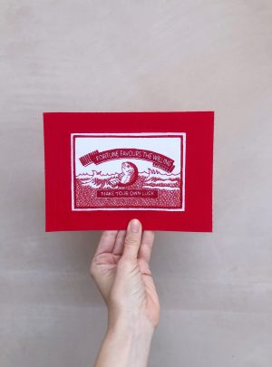 Make Your Own Luck – Fortune Fish Original Embroidered Artwork